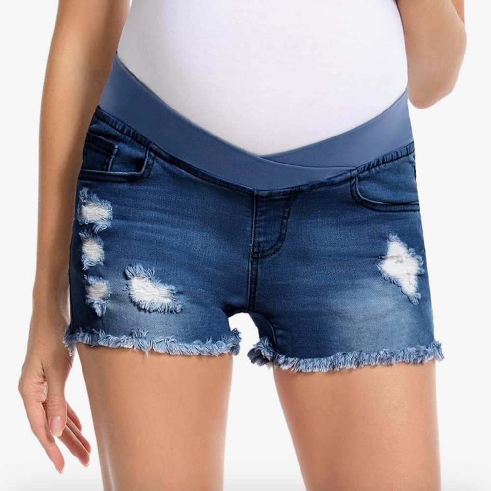 Maternity under belly stretch jean shorts